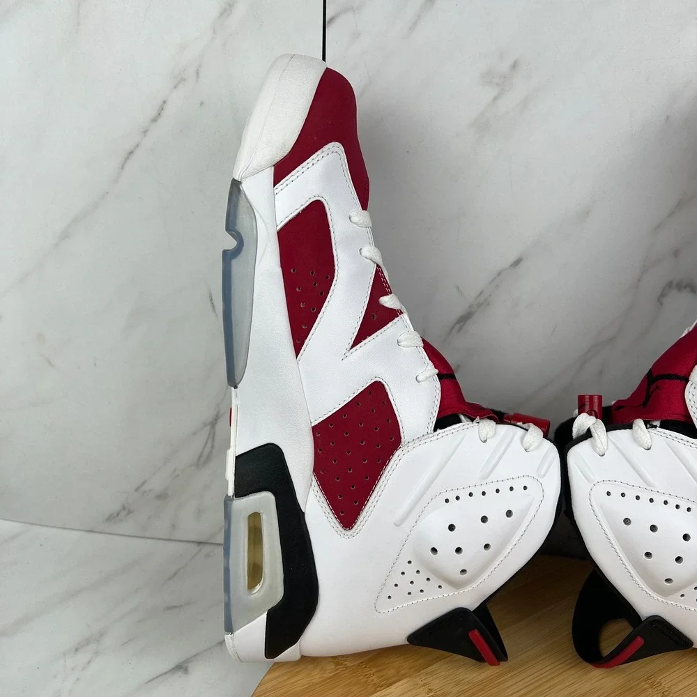 Nike Air Jordan 6 Retro Carmine 2014 Mens Size 12.5 White Red Sneaker 384664-160